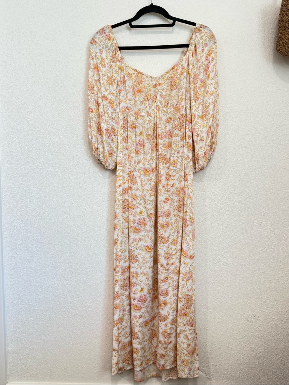 Billabong Swept Away Floral Midi Dress with Puff Sleeves